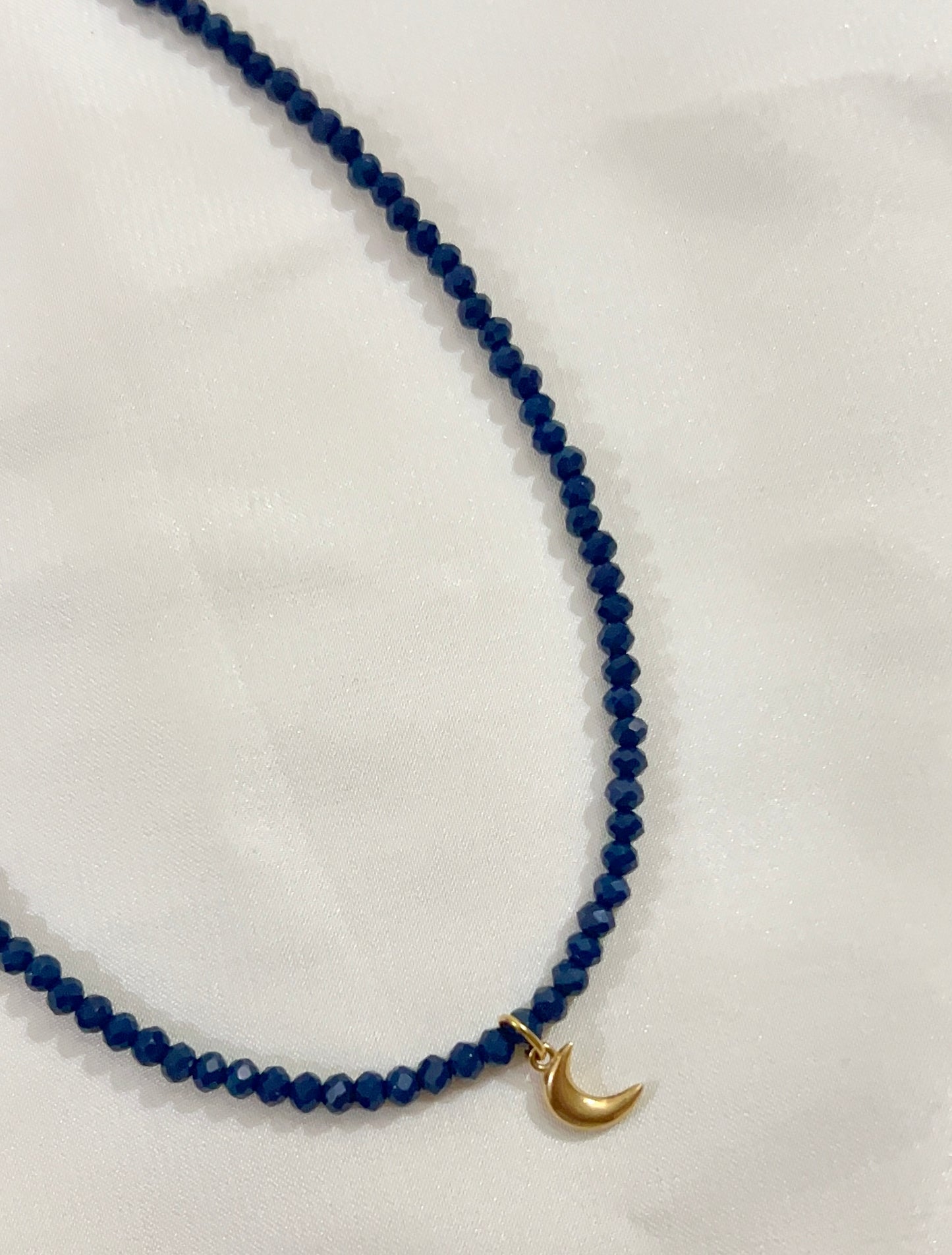 crescent charm necklace (dark blue)