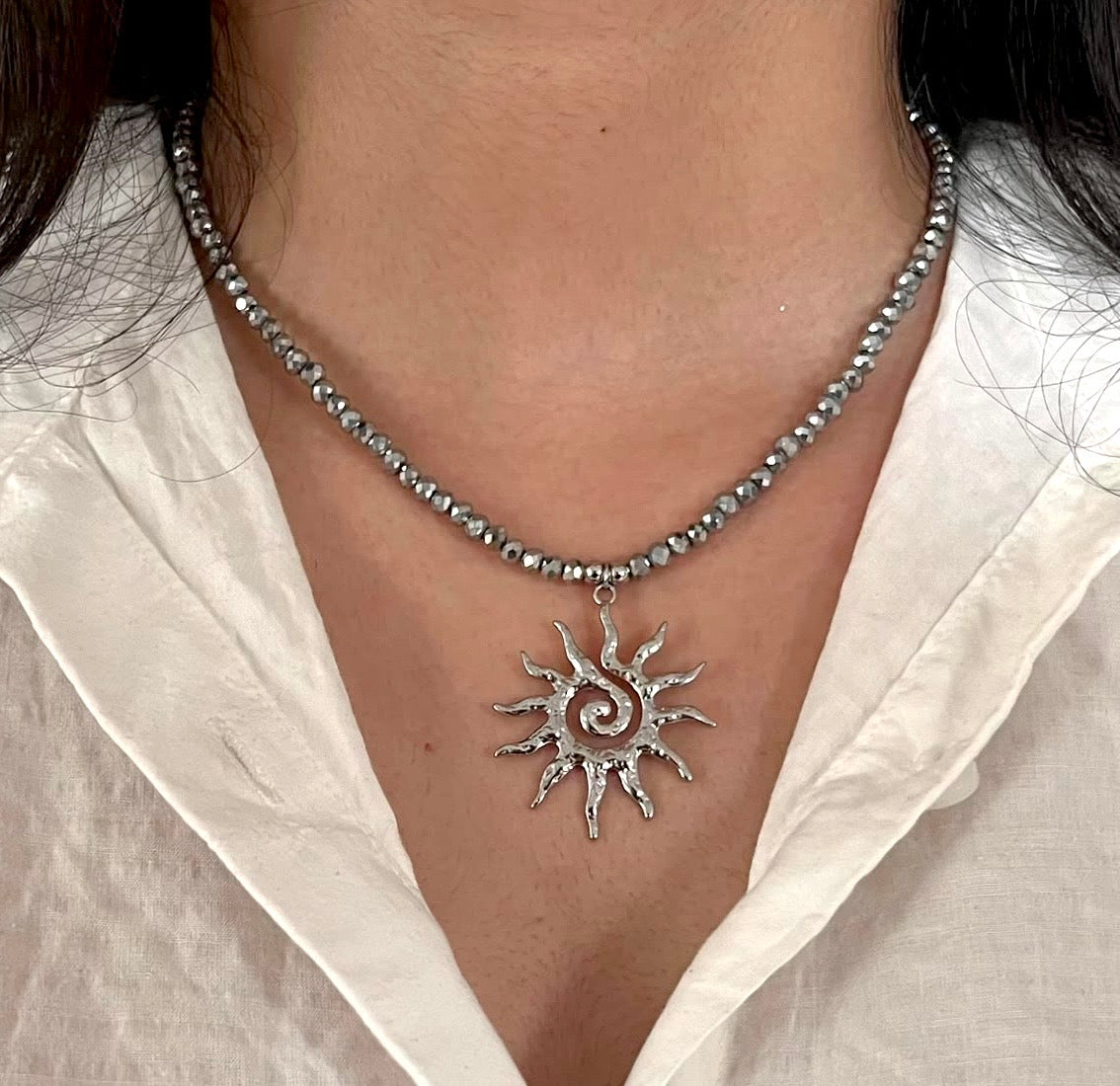 silver sun necklace