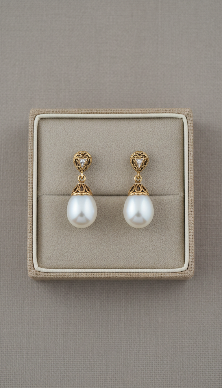 Pearl Drop Earrings with Tapered Hooks