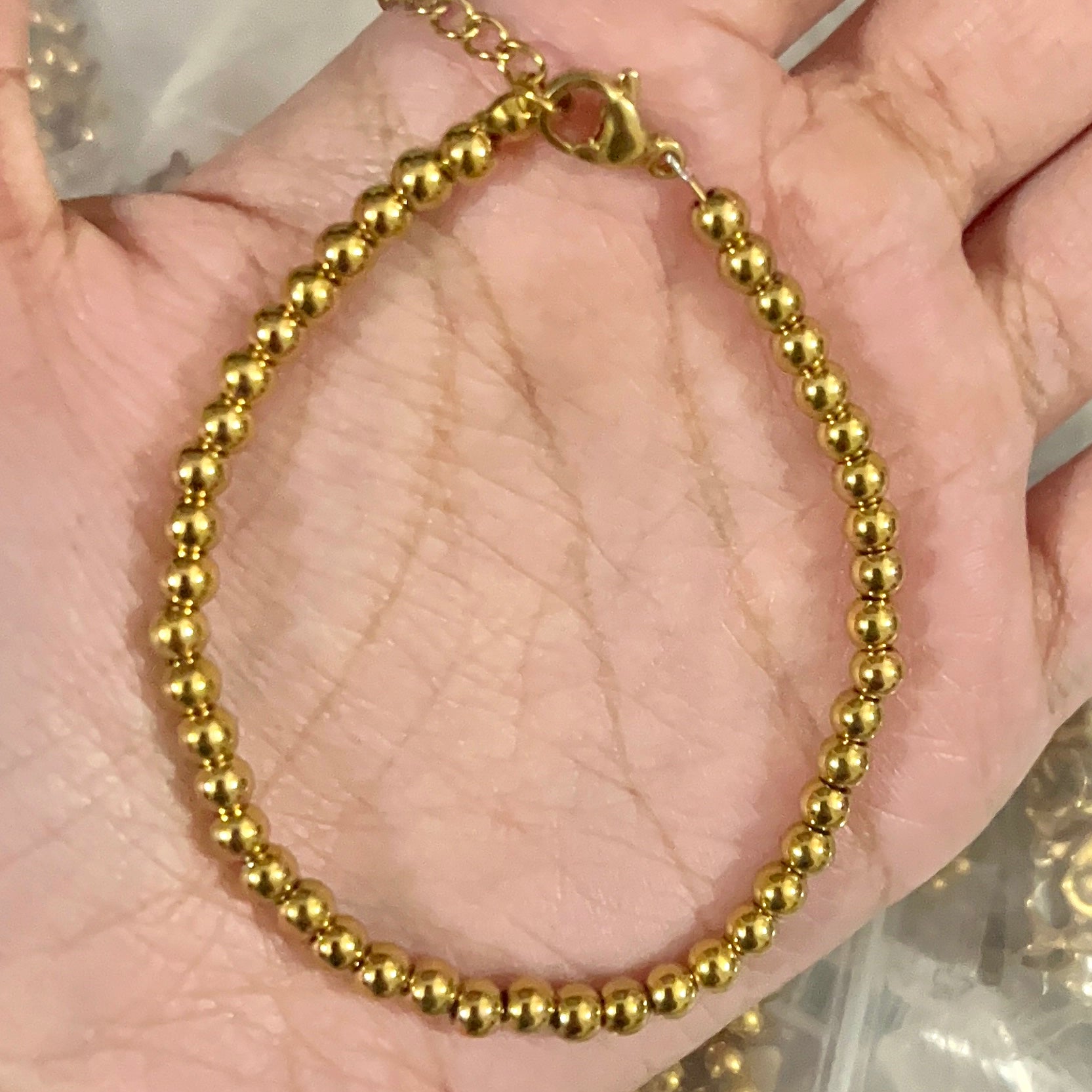 gold beaded bracelet