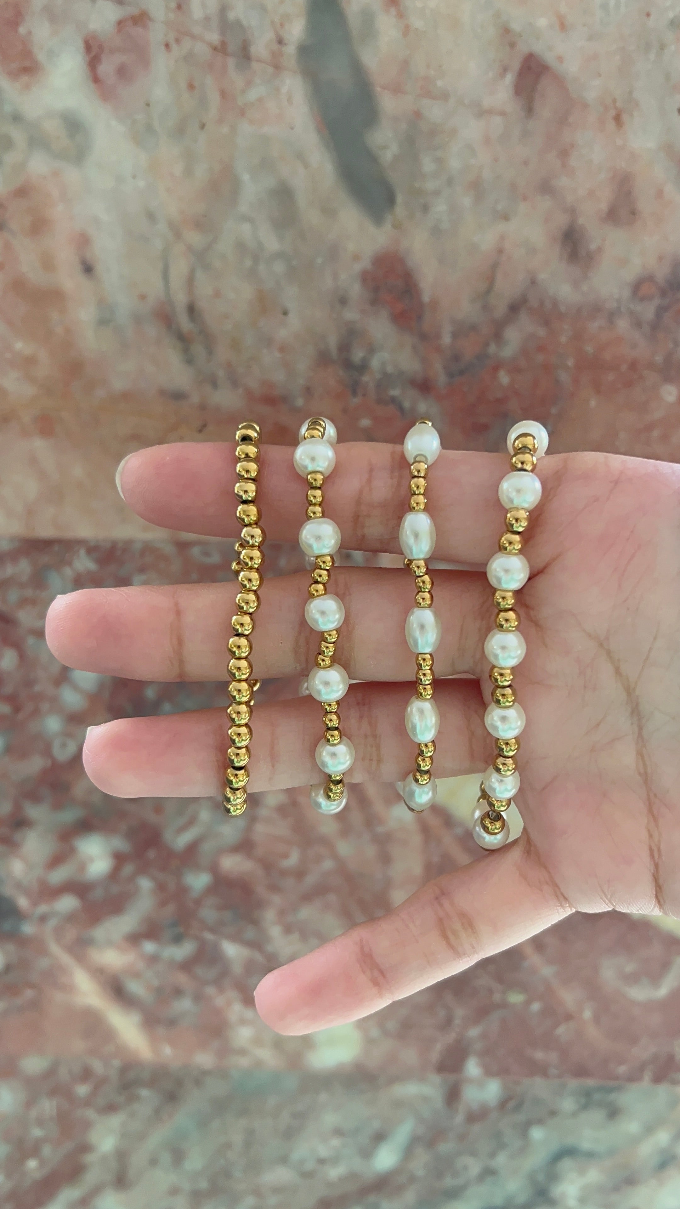 gold bead bracelet stack