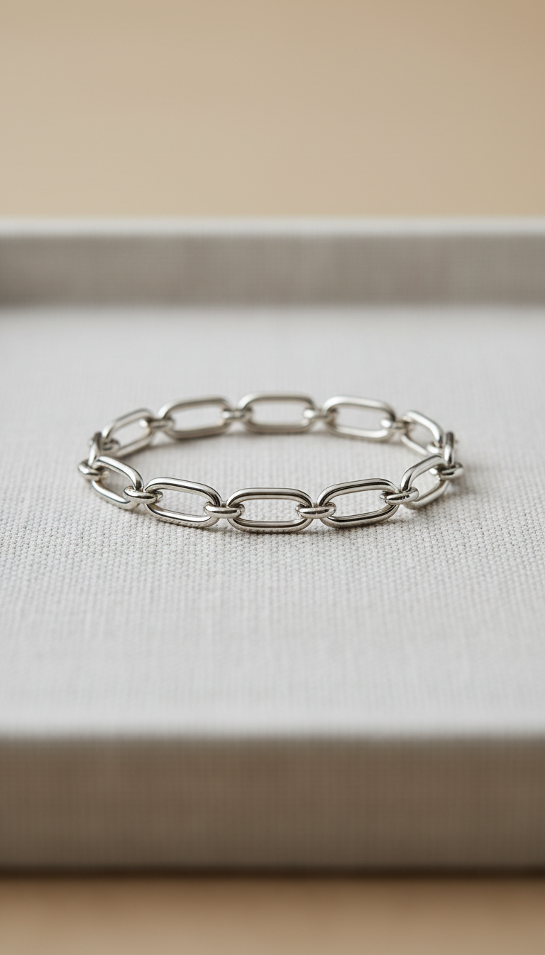 Platinum Link Bracelet with Sculpted Finish