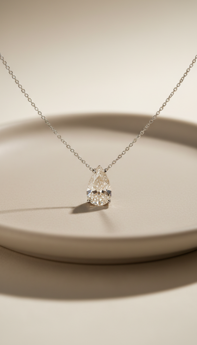 Pear-Cut Diamond Pendant Necklace