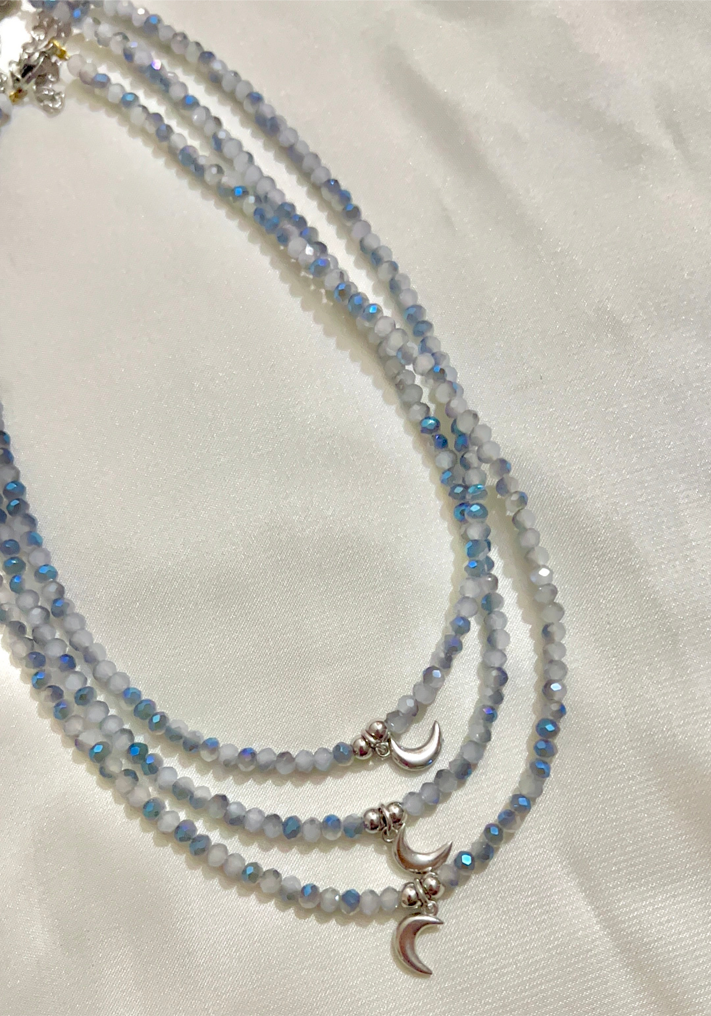 crescent moon charm necklace silver