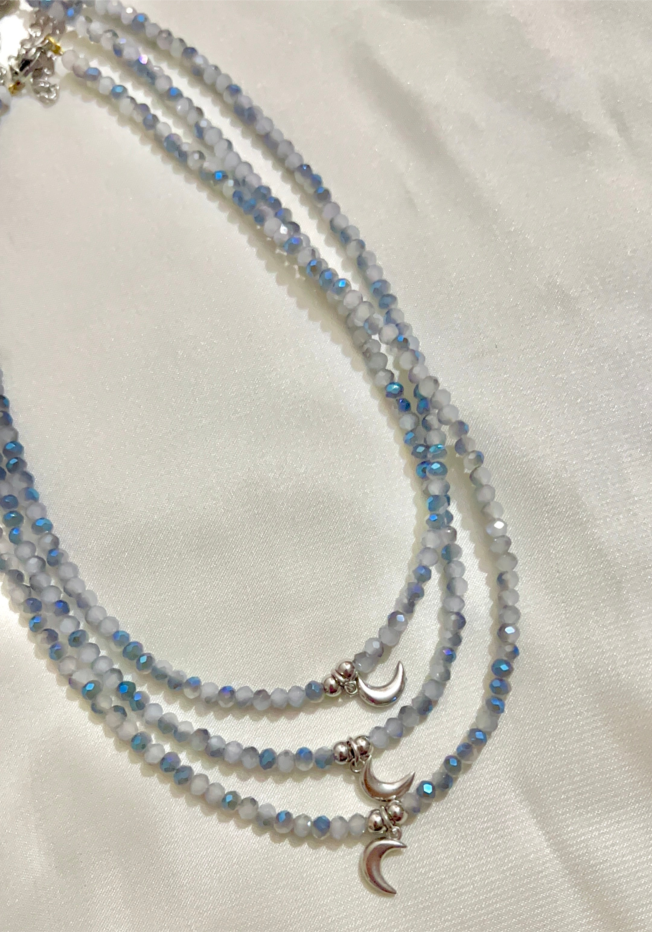 crescent moon charm necklace silver