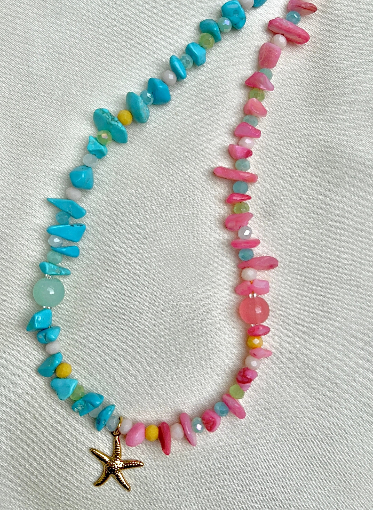 pink and blue starfish necklace