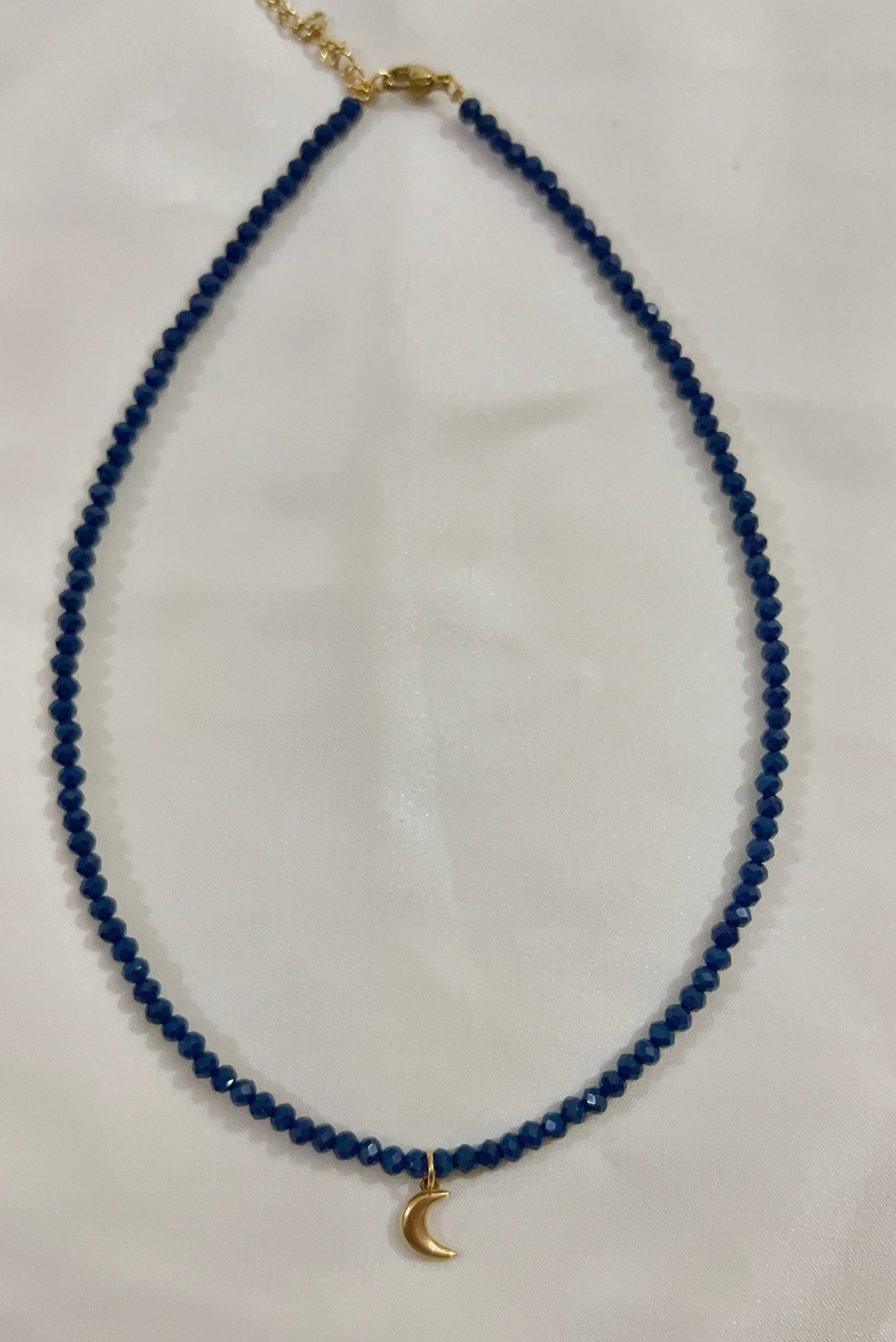 crescent charm necklace (dark blue)