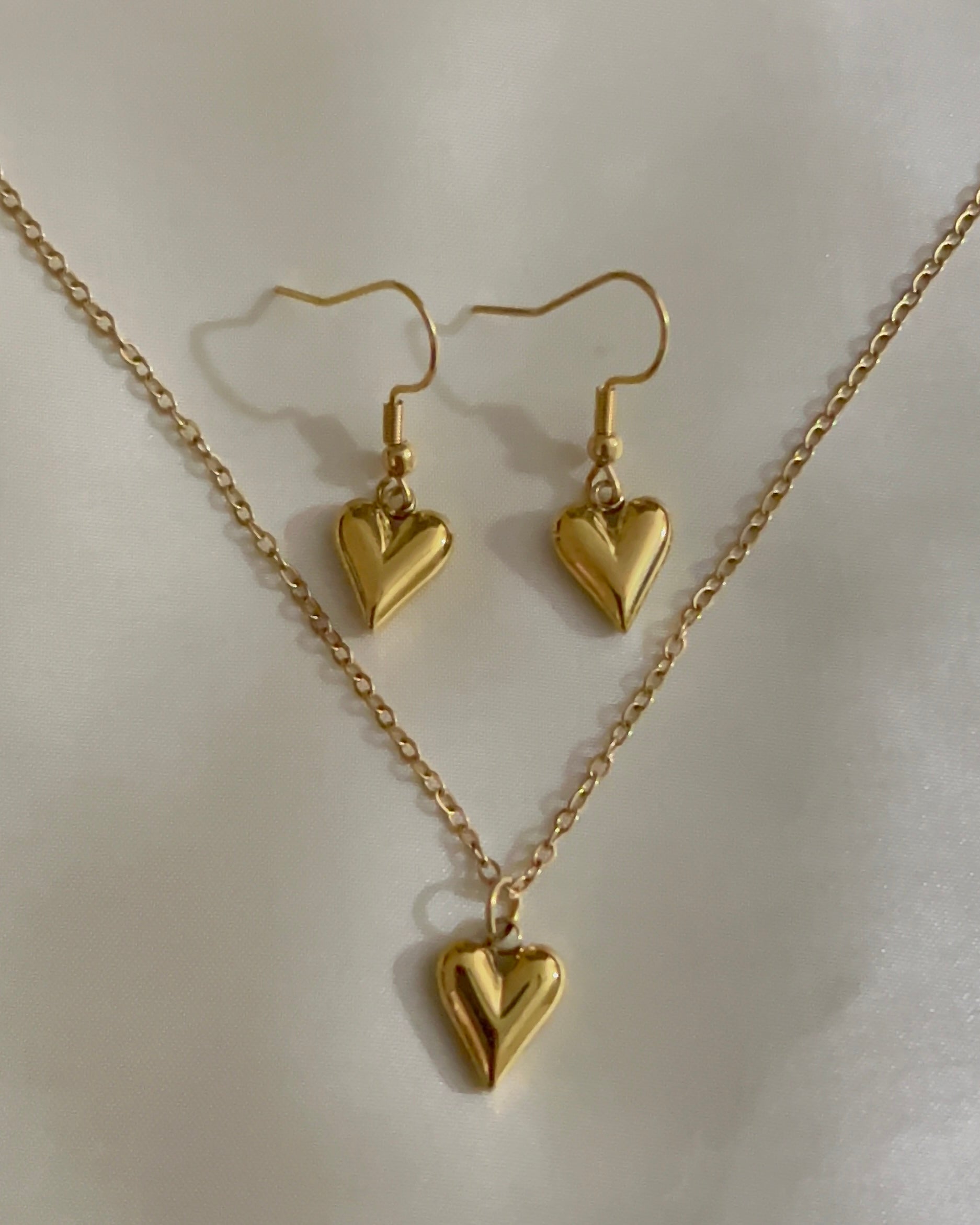 heart necklace and earrings set