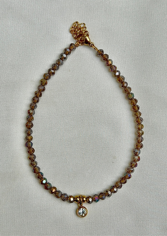 rhinestone charm anklet