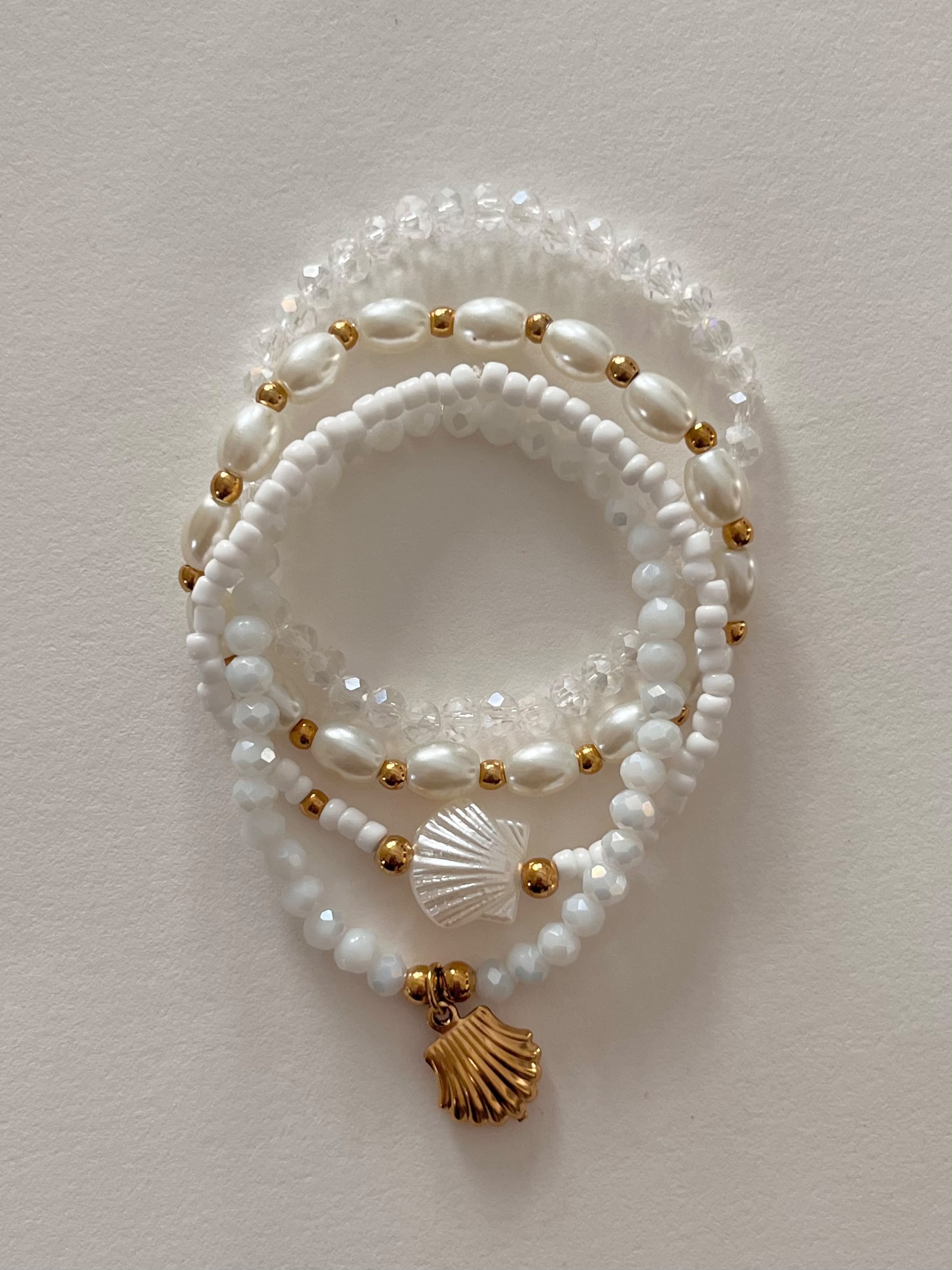shell bracelet stack(stretchy)