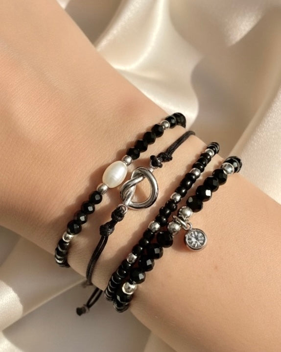 black bracelet stack