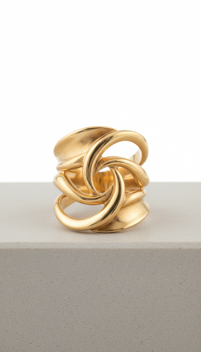 18k gold sculptural statement ring